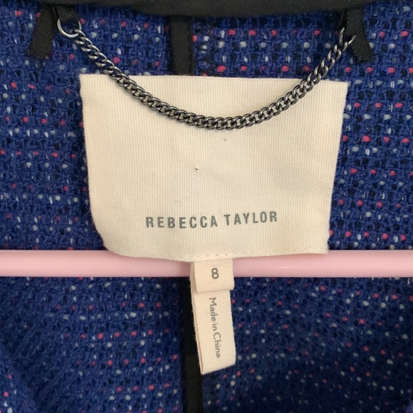 Rebecca Taylor navy pink white stretch tweed jacket - Picture 3 of 10
